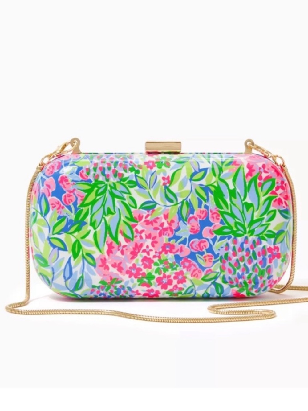 Lilly Pulitzer Floral Hard Shell Clutch in Pink, Green & Blue